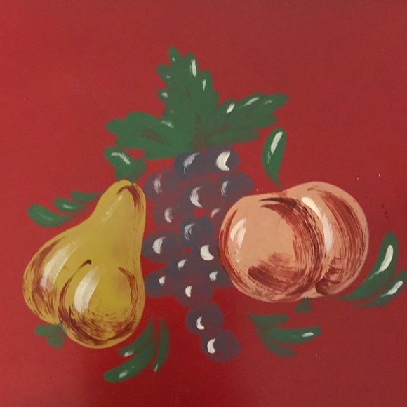 Unbranded VTG Hand Painted Red Tray Decorative Still Life Hand Painting Fruit - Picture 14 of 16